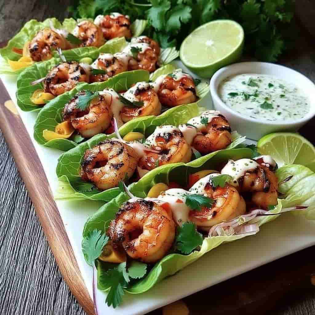 Cilantro Lime Shrimp Wraps in lettuce and tortillas