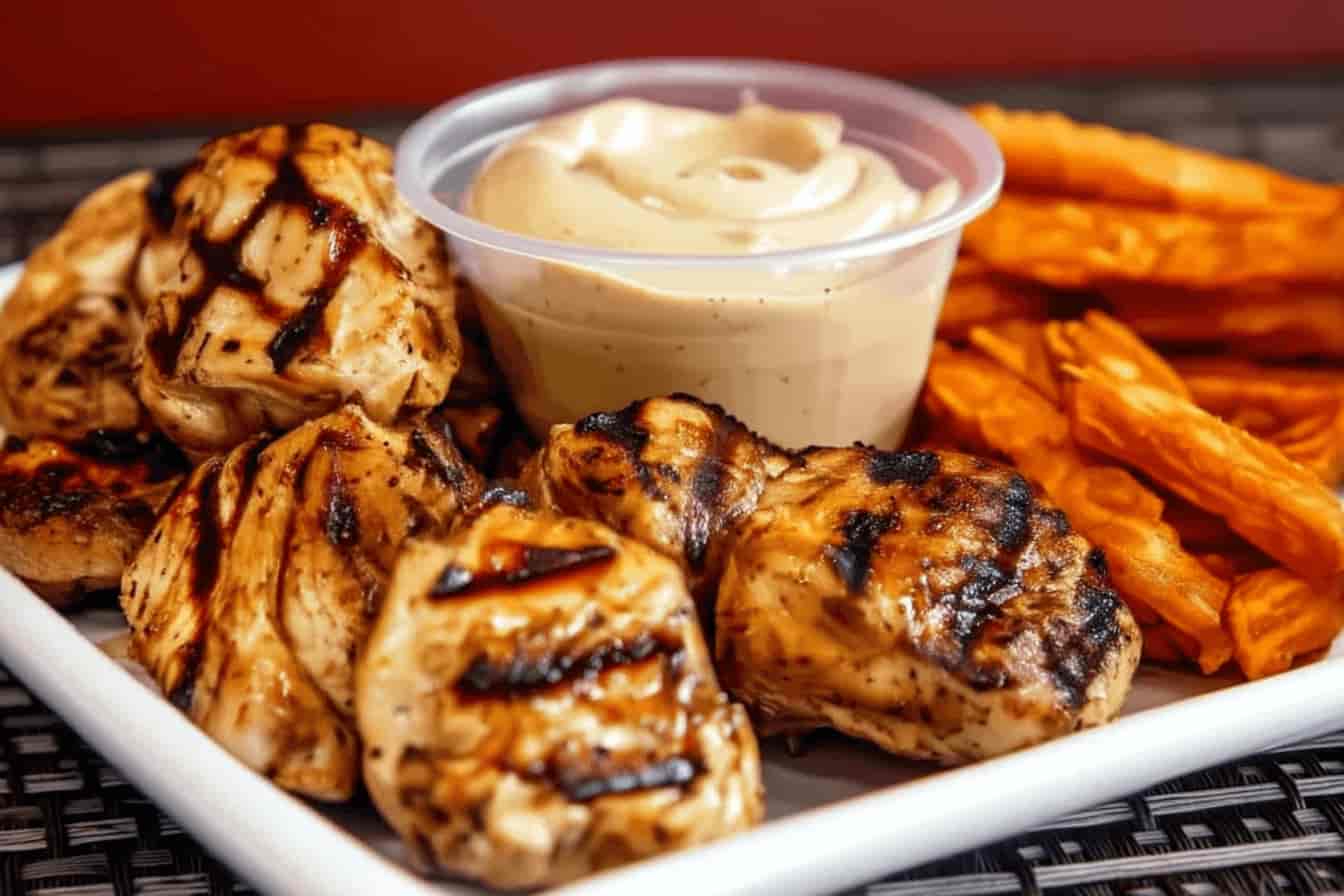 chick-fil-a grilled chicken nuggets served with honey mustard