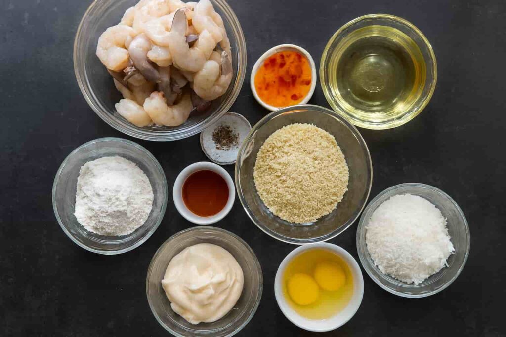 Ingredients for coconut shrimp recipe