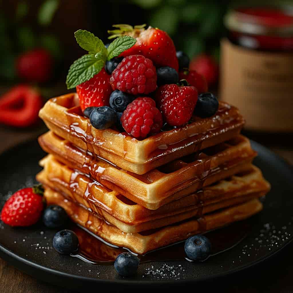 Kodiak Cake waffle recipe card layout