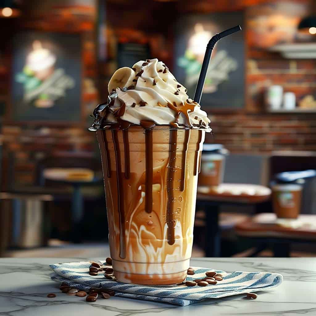 Healthy peanut butter smoothie with ingredients