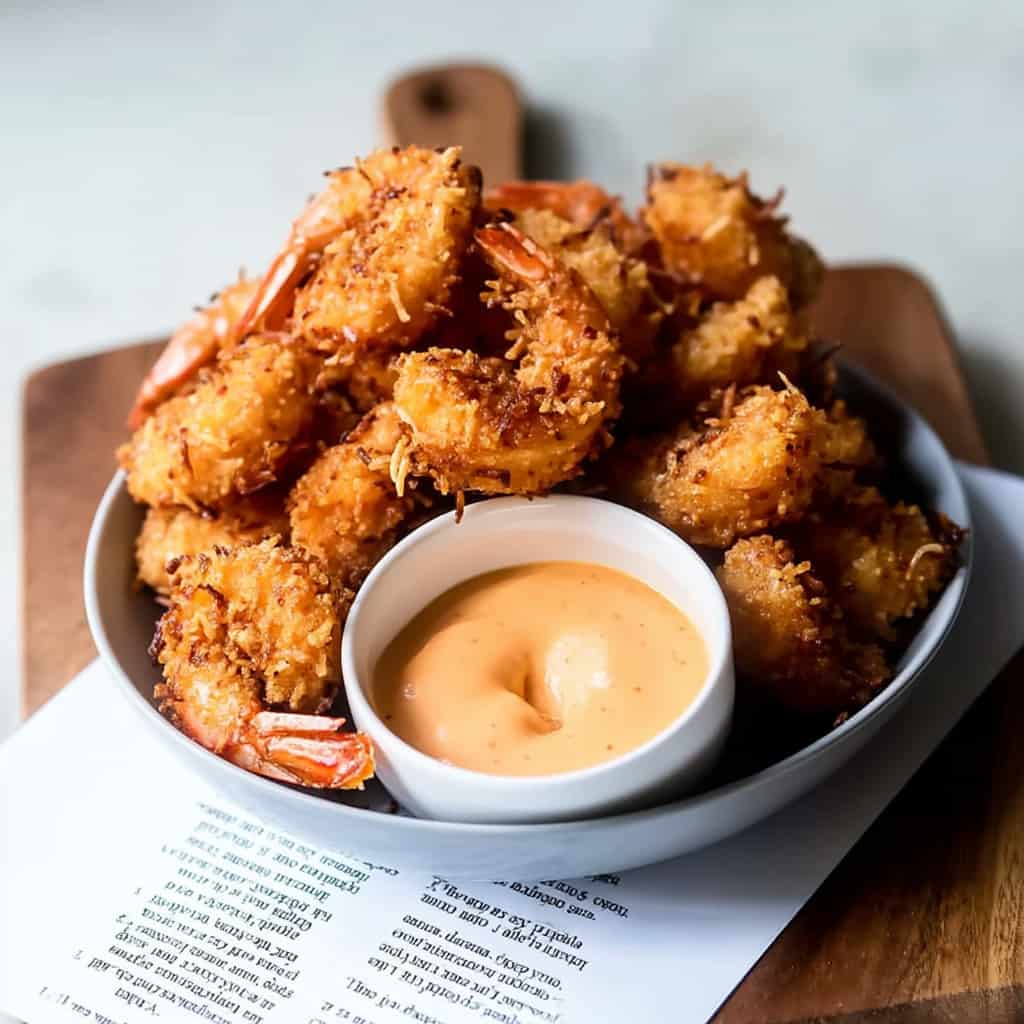 Classic Coconut Shrimp Dishes served with dipping sauce
